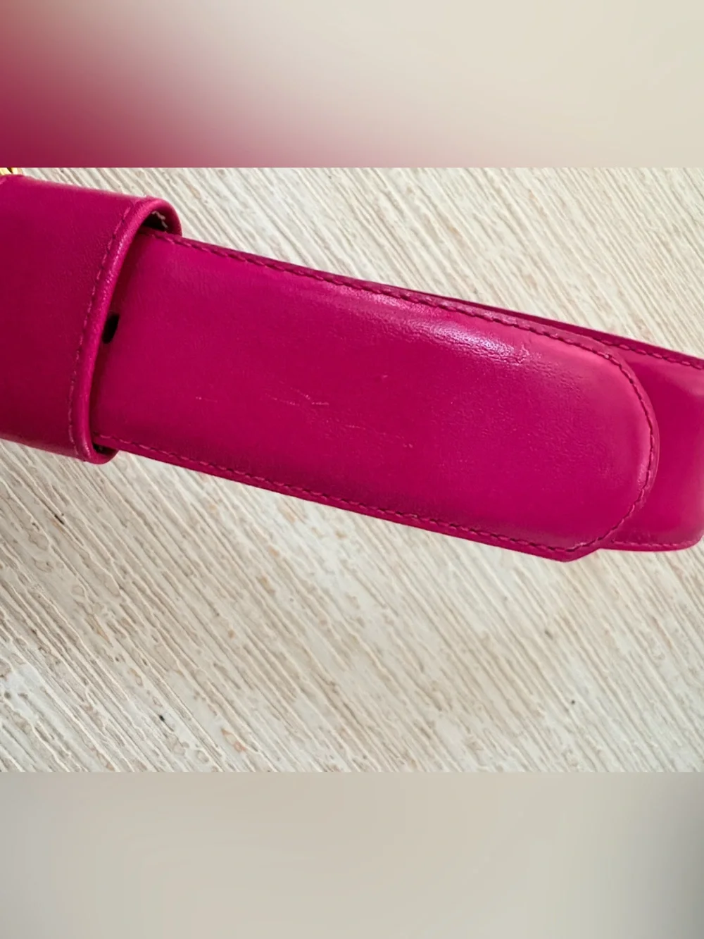 VTG Liz Claiborne Pink Leather Gold Buckle Belt Size M